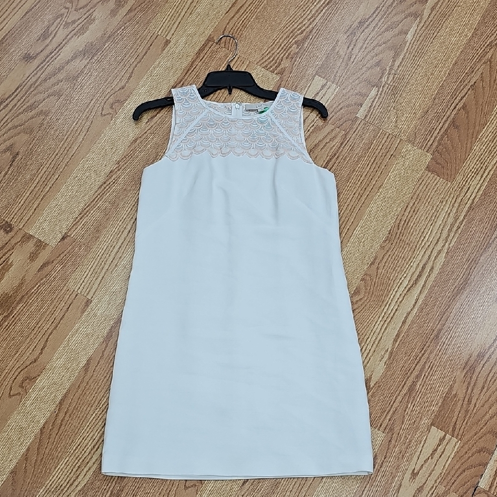 LOFT White and Cream Lace Dress